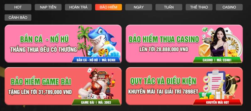 Bùng Nổ Khuyến Mãi 789BET – Thỏa Sức Cược, Rinh Ngàn Ưu Đãi 5 Bảo Hiểm Đặc Biệt – Chơi Lớn Không Lo Rủi Ro