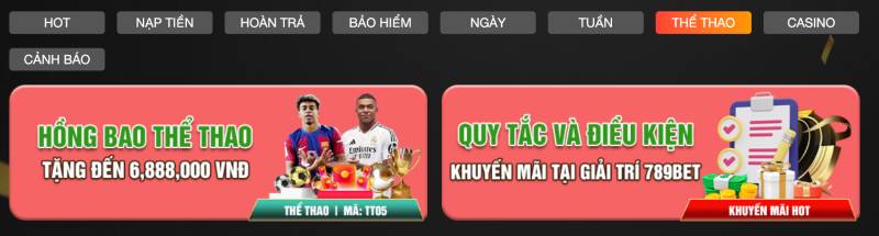 Bùng Nổ Khuyến Mãi 789BET – Thỏa Sức Cược, Rinh Ngàn Ưu Đãi 8 Hồng Bao Thể Thao – Tặng Đến 6,888,000 VND