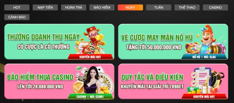 Bùng Nổ Khuyến Mãi 789BET – Thỏa Sức Cược, Rinh Ngàn Ưu Đãi 6 Thưởng Doanh Thu Ngày – Có Cược Là Có Thưởng
