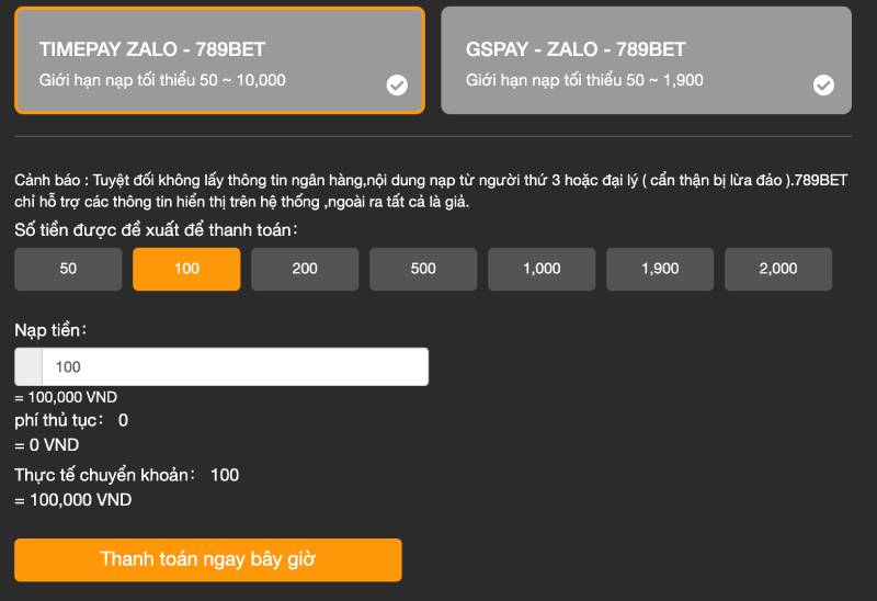 Quy Trình Nạp Tiền 789BET Tường Tận, Chi Tiết 7 Zalo Pay 789bet